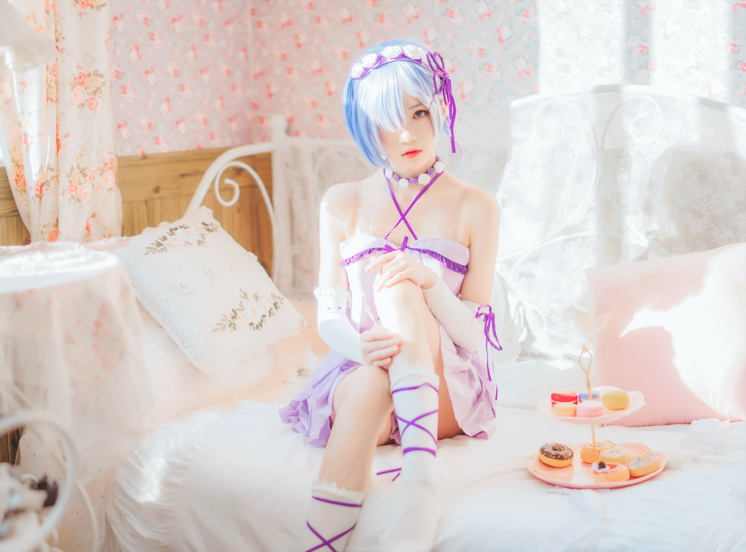 桜桃喵 蕾姆紫睡裙2