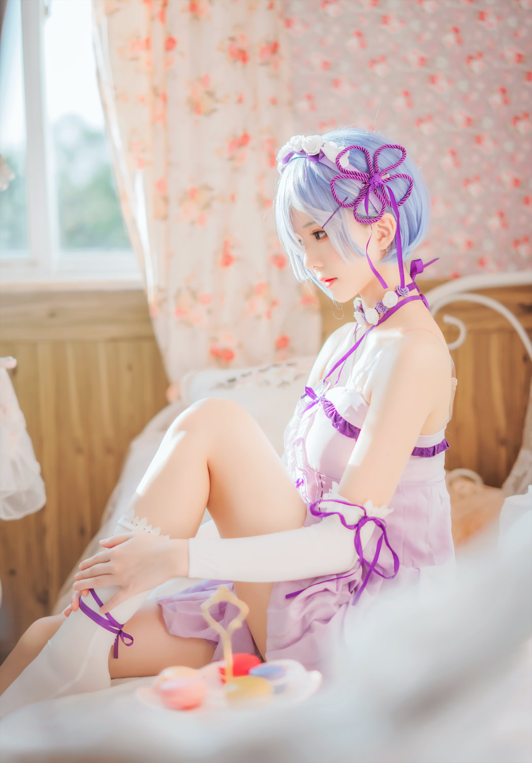 桜桃喵 蕾姆紫睡裙3